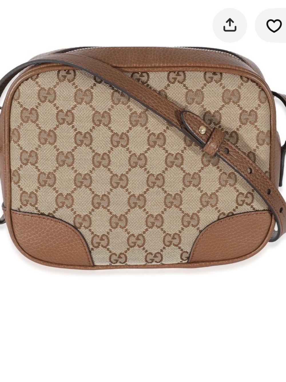 Gucci Beige GG Canvas Bree Mini Crossbody with Brown Trim
